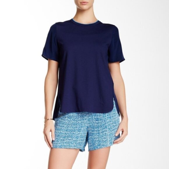 Vince Static Print Silk Charmeuse Shorts, Blue - Picture 1 of 2
